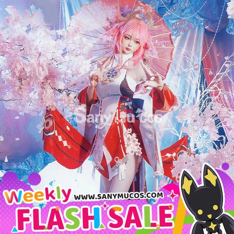 【Weekly Flash Sale on www.sanymucos.com】【48H To Ship】Game Genshin Impact Yae Miko Guuji Yae Sexy Kimono Style Cosplay Costume