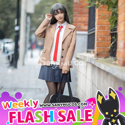 【Weekly Flash Sale on www.sanymucos.com】【48H To Ship】Anime Rascal Does Not Dream of Bunny Girl Senpai Mai Sakurajima JK School Uniform Cosplay Costume 800