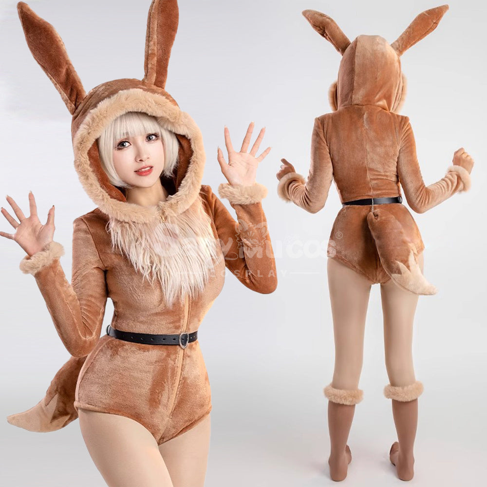 Game Pokemon Scarlet and Violet Cosplay Eevee Plush Jumpsuit Cosplay Costume