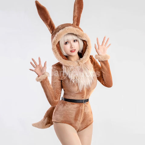 Game Pokemon Scarlet and Violet Cosplay Eevee Plush Jumpsuit Cosplay Costume