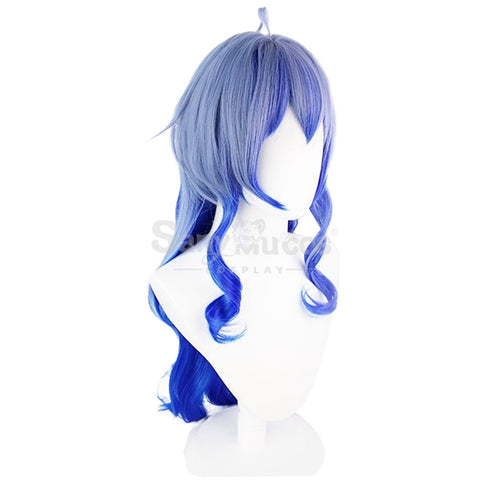 【In Stock】Game Genshin Impact Cosplay Ganyu Gan Yu Wig / Horn Women Long Blue Curly Wig