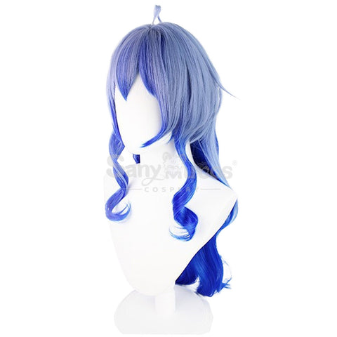 【In Stock】Game Genshin Impact Cosplay Ganyu Gan Yu Wig / Horn Women Long Blue Curly Wig