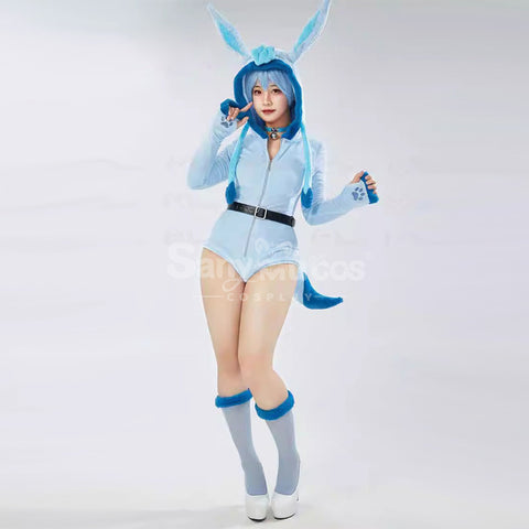 Game Pokemon Scarlet and Violet Cosplay Glaceon Plush Jumpsuit Cosplay Costume