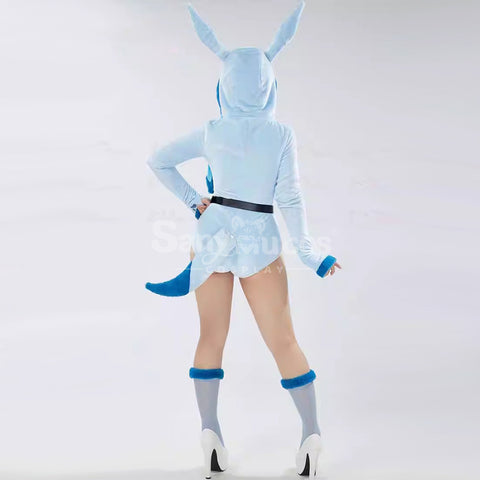 Game Pokemon Scarlet and Violet Cosplay Glaceon Plush Jumpsuit Cosplay Costume