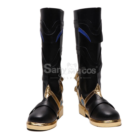 Genshin Impact cos Dottore black high heel leather boots props cosplay shoes men