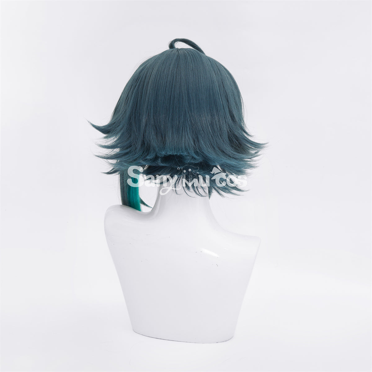 Game Genshin Impact Xiao Short Dark Green Blue Hair Cosplay Wig