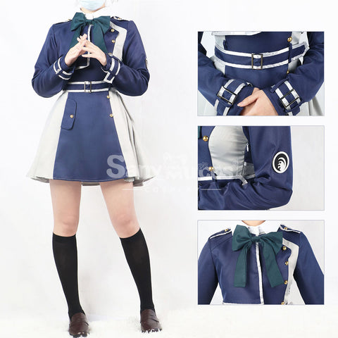 【In Stock】Anime Lycoris Recoil Cosplay Takina Inoue JK Blue and Gray School Uniform Cosplay Costume