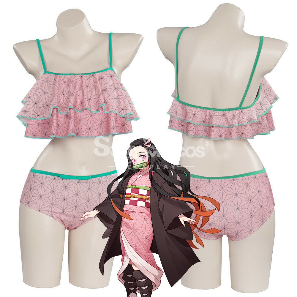 Anime Demon Slayer Cosplay Nezuko Kamado Bikini Swimsuit Cosplay Costume Version 2
