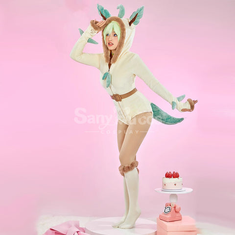 Game Pokemon Scarlet and Violet Cosplay Leafeon Plush Jumpsuit Cosplay Costume