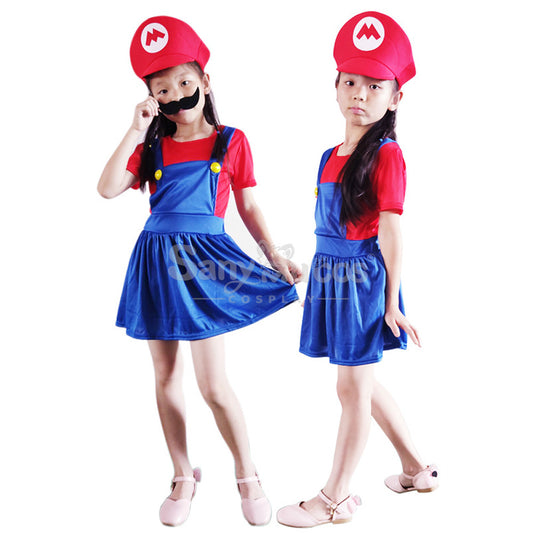【In Stock】Game Super Mario Bros. Cosplay Mario/Luigi Cosplay Costume Kid Girl 1000