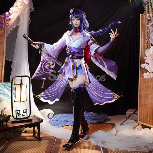 【In Stock】Game Genshin Impact Cosplay Raiden Baal Purple Kimono Cosplay Costume 1000