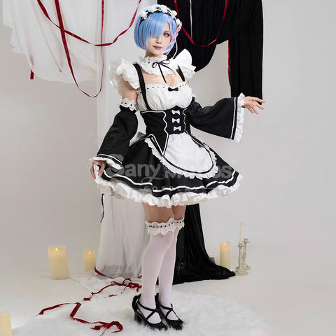 【In Stock】Anime Re Zero Rem Rame Cosplay Women Cheongsam Dress Premium Edition