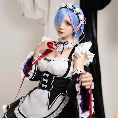 【In Stock】Anime Re Zero Rem Rame Cosplay Women Cheongsam Dress Premium Edition