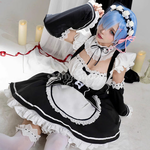 【In Stock】Anime Re Zero Rem Rame Cosplay Women Cheongsam Dress Premium Edition