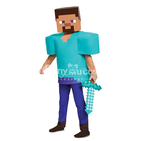 【In Stock】Game Minecraft Cosplay Steve Cosplay Costume Kid Size