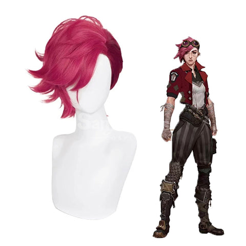 【In Stock】Game League Of Legends Arcane 2 Cosplay Vi Red Wig Wigs