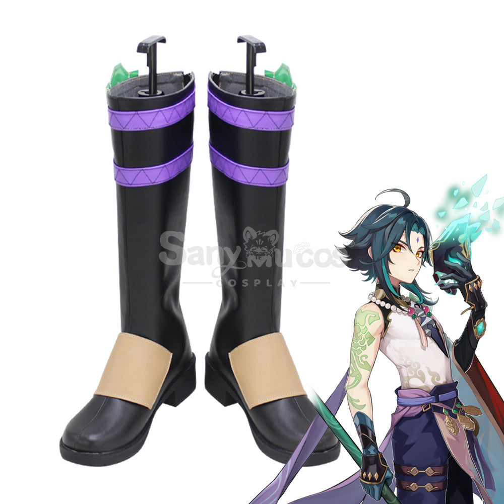 Genshin Impact Xiao Yaksha Cosplay Shoes Male Cosplay Xiao Boots With Decoration