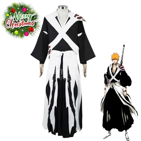 Anime BLEACH Cosplay Kurosaki Ichigo Cosplay Black Robe Costume Cosplay Costumes