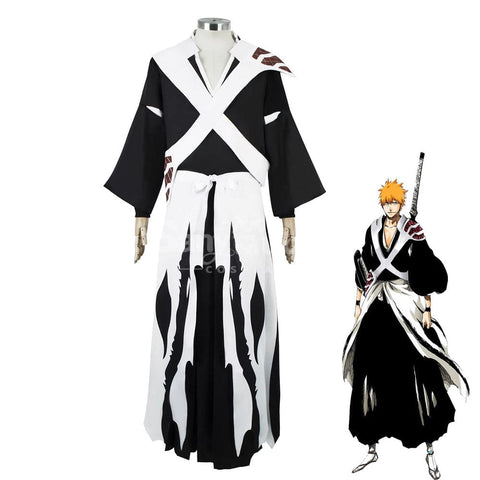 Anime BLEACH Cosplay Kurosaki Ichigo Cosplay Black Robe Costume Cosplay Costumes