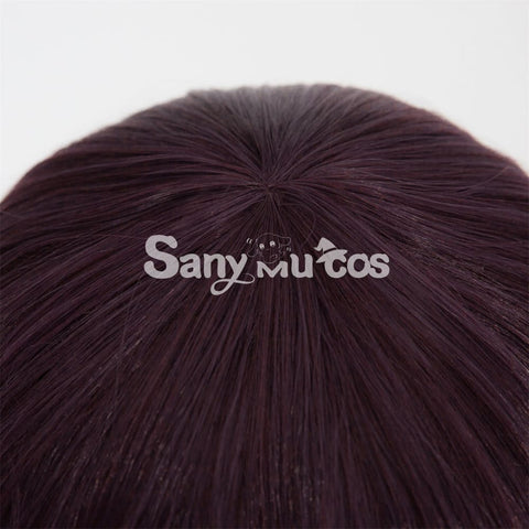 Anime Chainsaw Reze Dark Purple Color Tie-Hair Bun Cosplay Wig