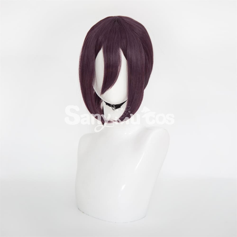 Anime Chainsaw Reze Dark Purple Color Tie-Hair Bun Cosplay Wig