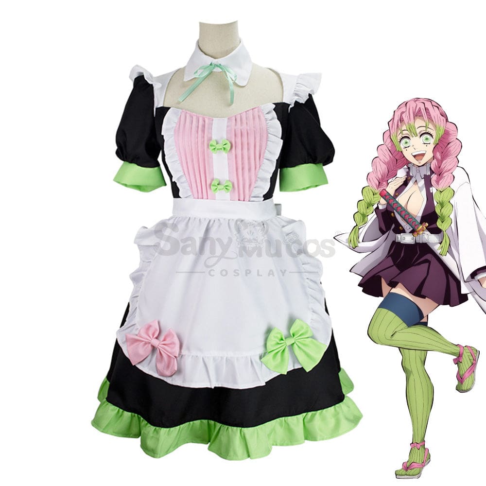 Anime Demon Slayer Cosplay Kanroji Mitsuri Cat Ear Maid Suit Costume Costumes