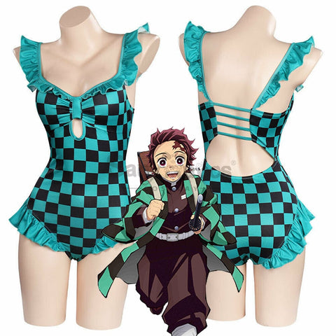 Anime Demon Slayer Cosplay Tanjiro Kamado Swimsuit Costume Costumes