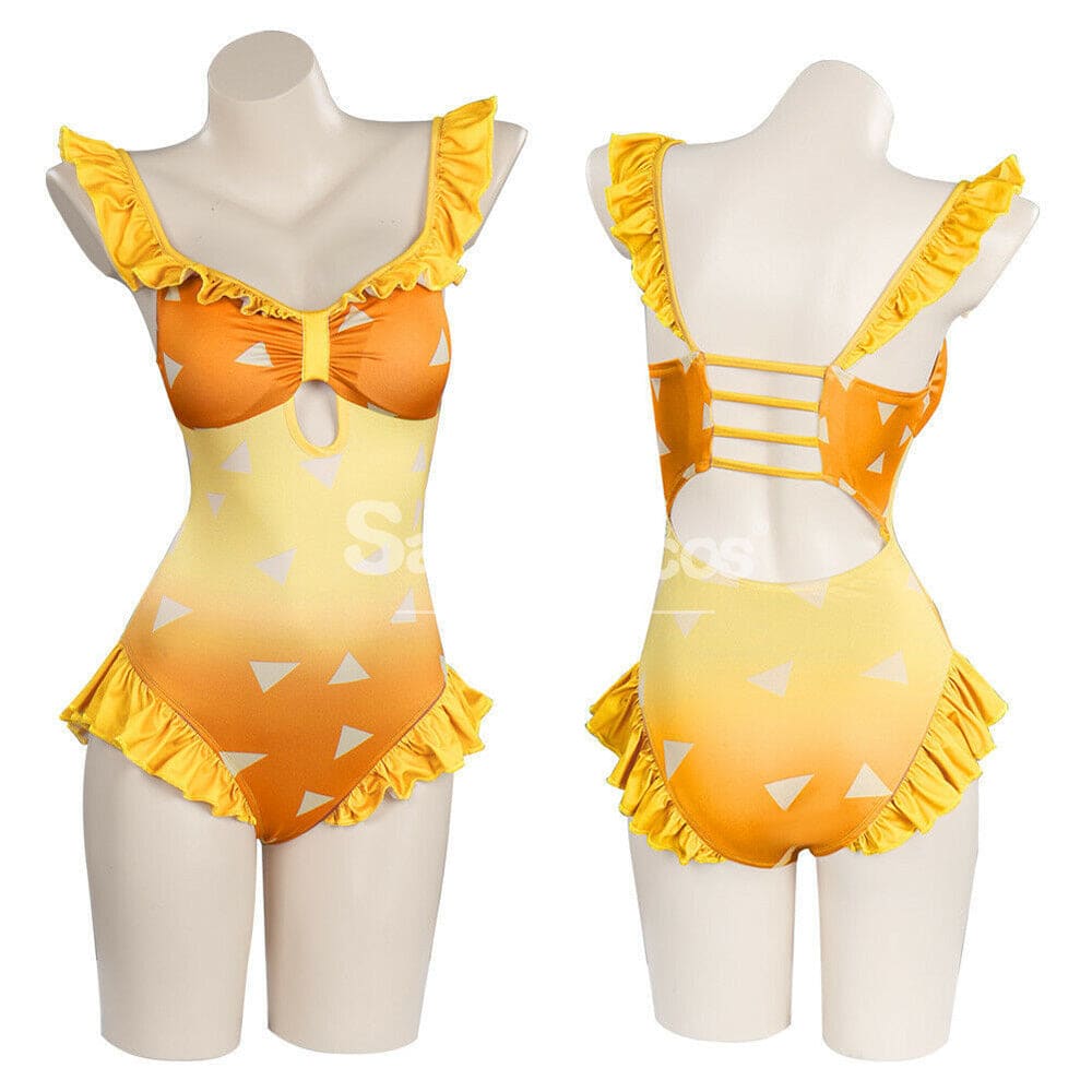 Anime Demon Slayer Cosplay Zenitsu Agatsuma Swimsuit Costume Costumes