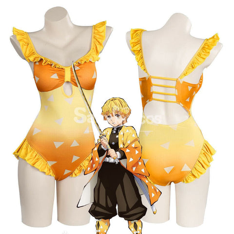 Anime Demon Slayer Cosplay Zenitsu Agatsuma Swimsuit Costume Costumes