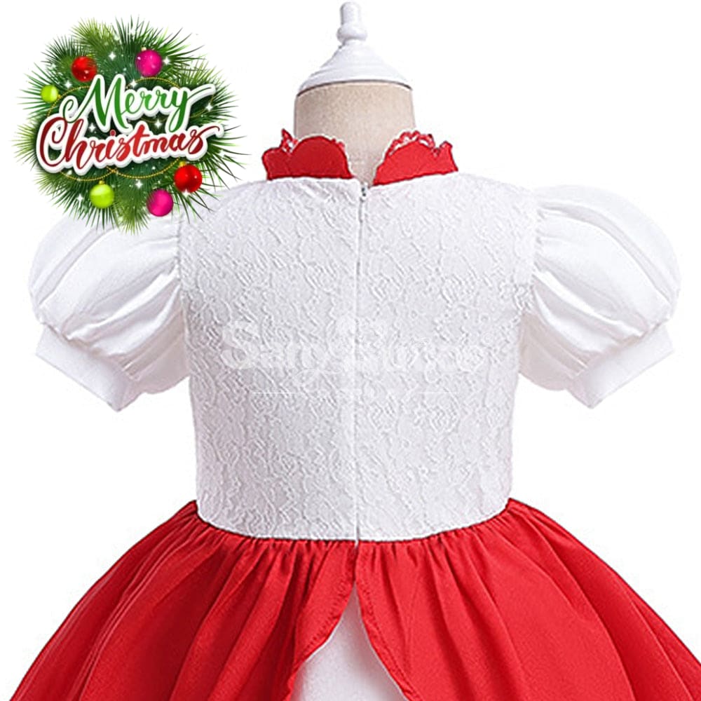 Anime Movie The Super Mario Bros. Cosplay Kid Size Princess Peach White Costume Costumes