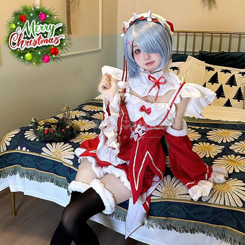 Anime Scratch Cosplay Ram/Rem Christmas Maid Costume Costumes