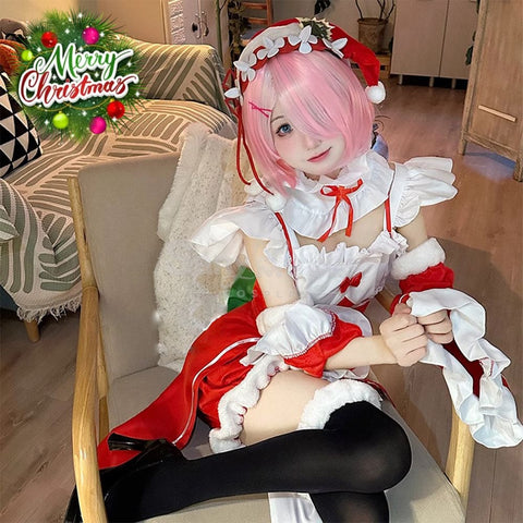 Anime Scratch Cosplay Ram/Rem Christmas Maid Costume Costumes