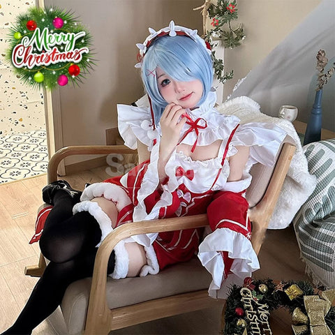 Anime Scratch Cosplay Ram/Rem Christmas Maid Costume Costumes