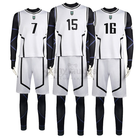 【In Stock】Anime BLUE LOCK Cosplay Team White Football Jersey Cosplay Costume