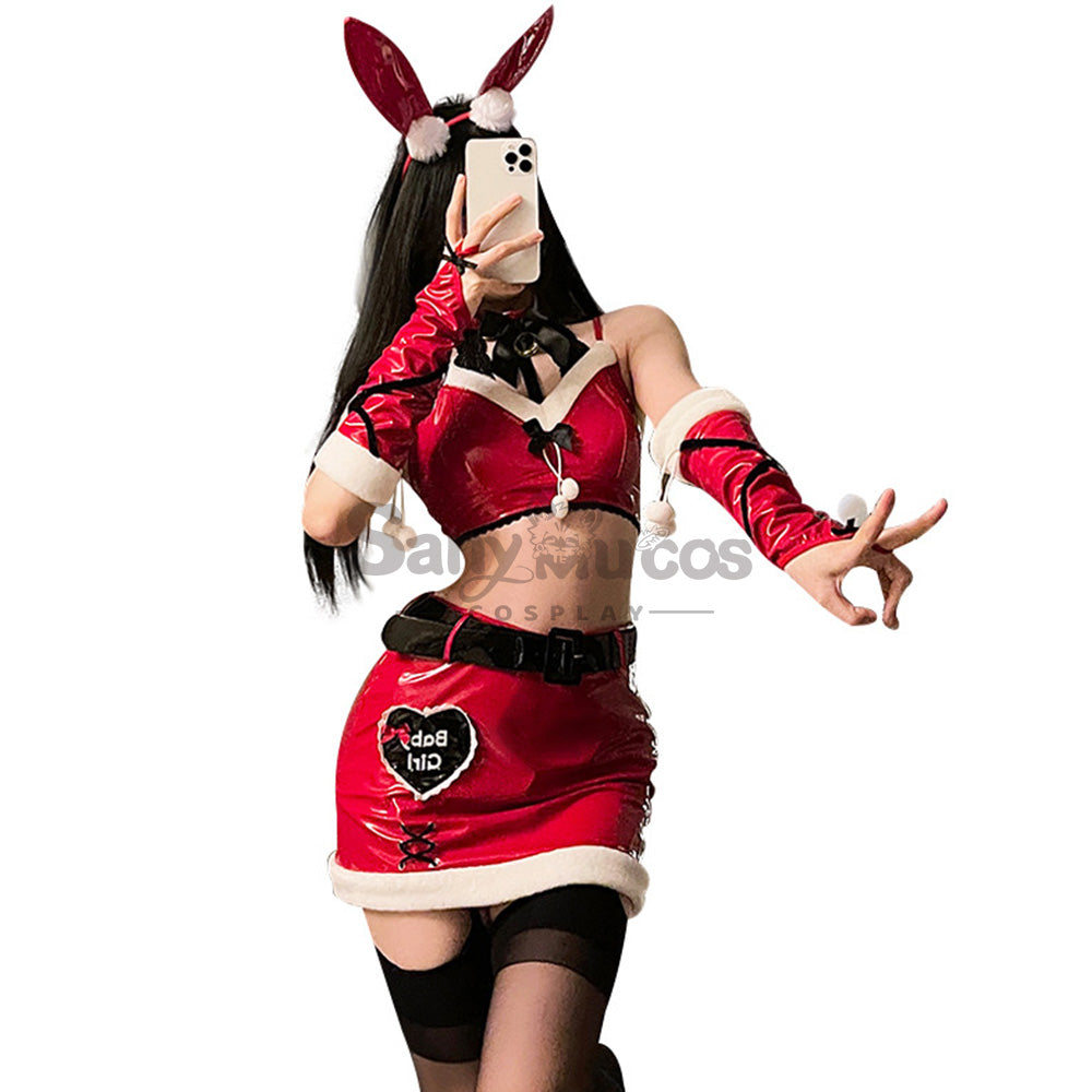 【In Stock】Christmas Cosplay Patent Leather Bunny Girl Suit Costume Costumes