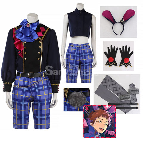 【Custom-Tailor】Game Ensemble Stars Cosplay Black Bunny Ra*Bits Costume Mitsuru Tenma / Xs Male