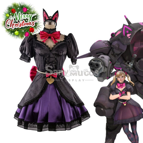 【Custom-Tailor】Game Overwatch D.va Black Catcosplay Costume Dress With Cat Ears Set Cosplay Costumes