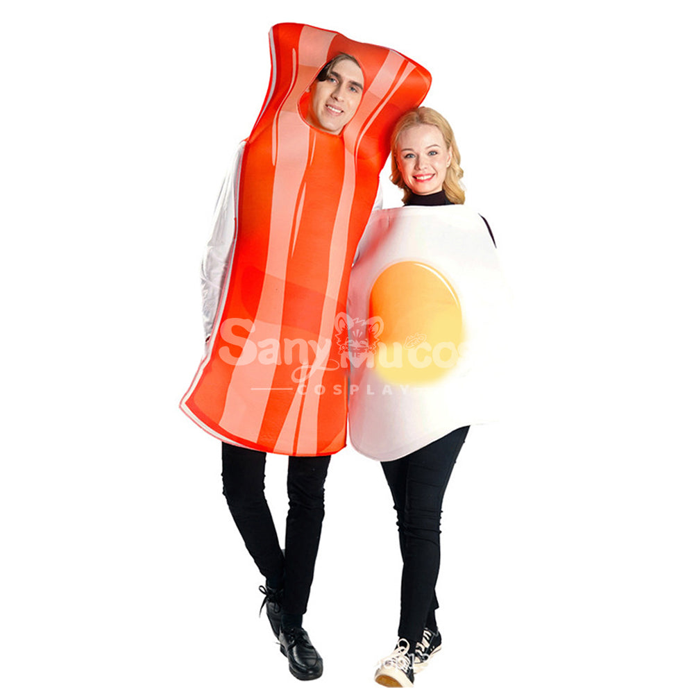 【In Stock】Carnival Cosplay Poached Egg Bacon Adult Men And Women Couples Funny Food Stage