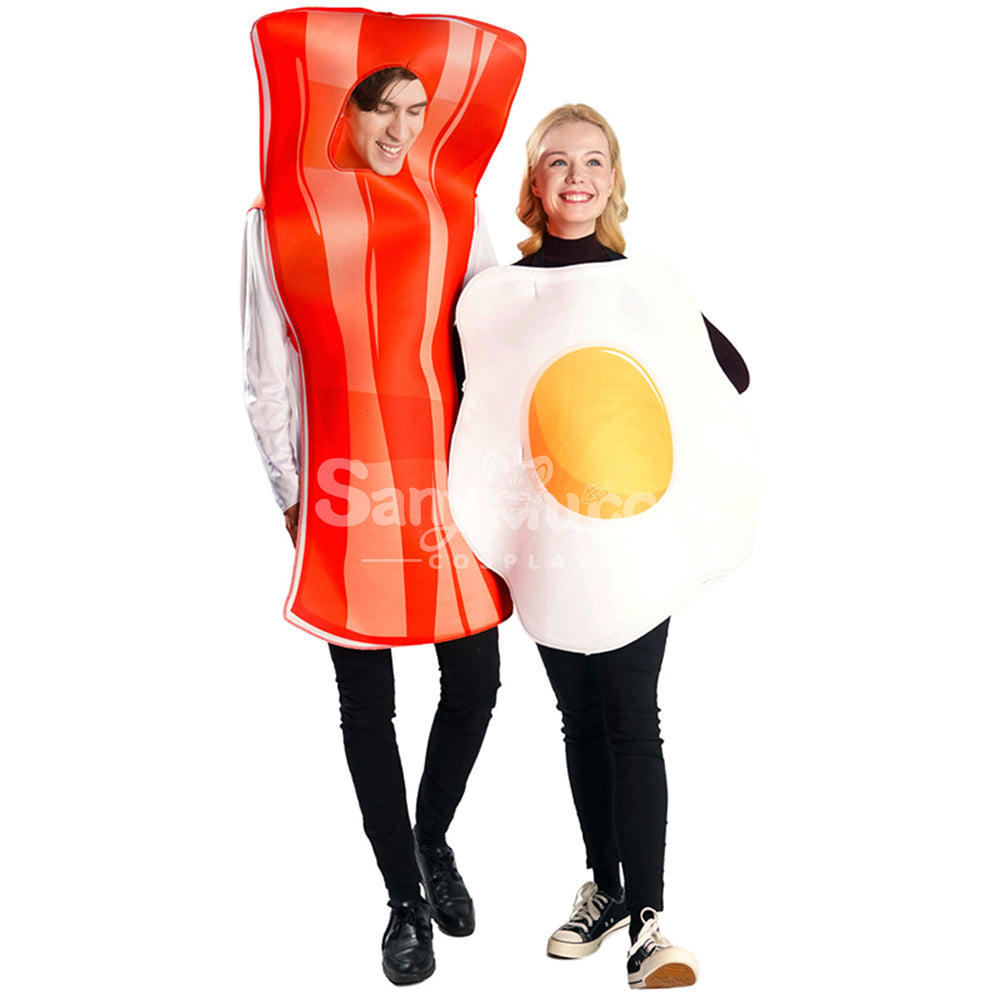【In Stock】Carnival Cosplay Poached Egg Bacon Adult Men And Women Couples Funny Food Stage