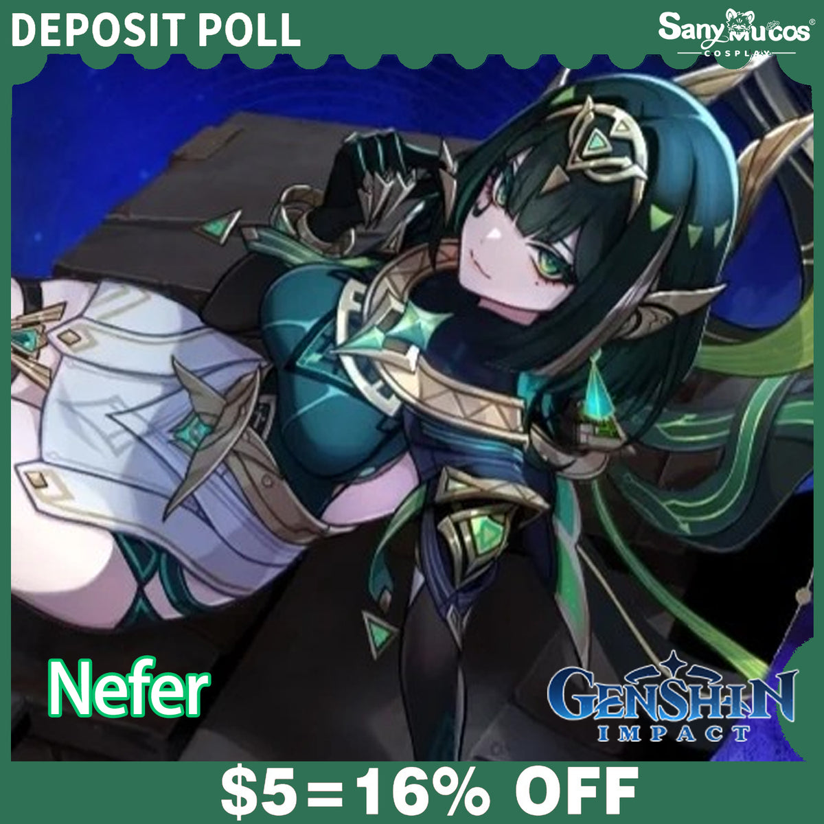 【SanyMuCos Deposit Poll】Game Genshin Impact Cosplay Nefer Cosplay Costume