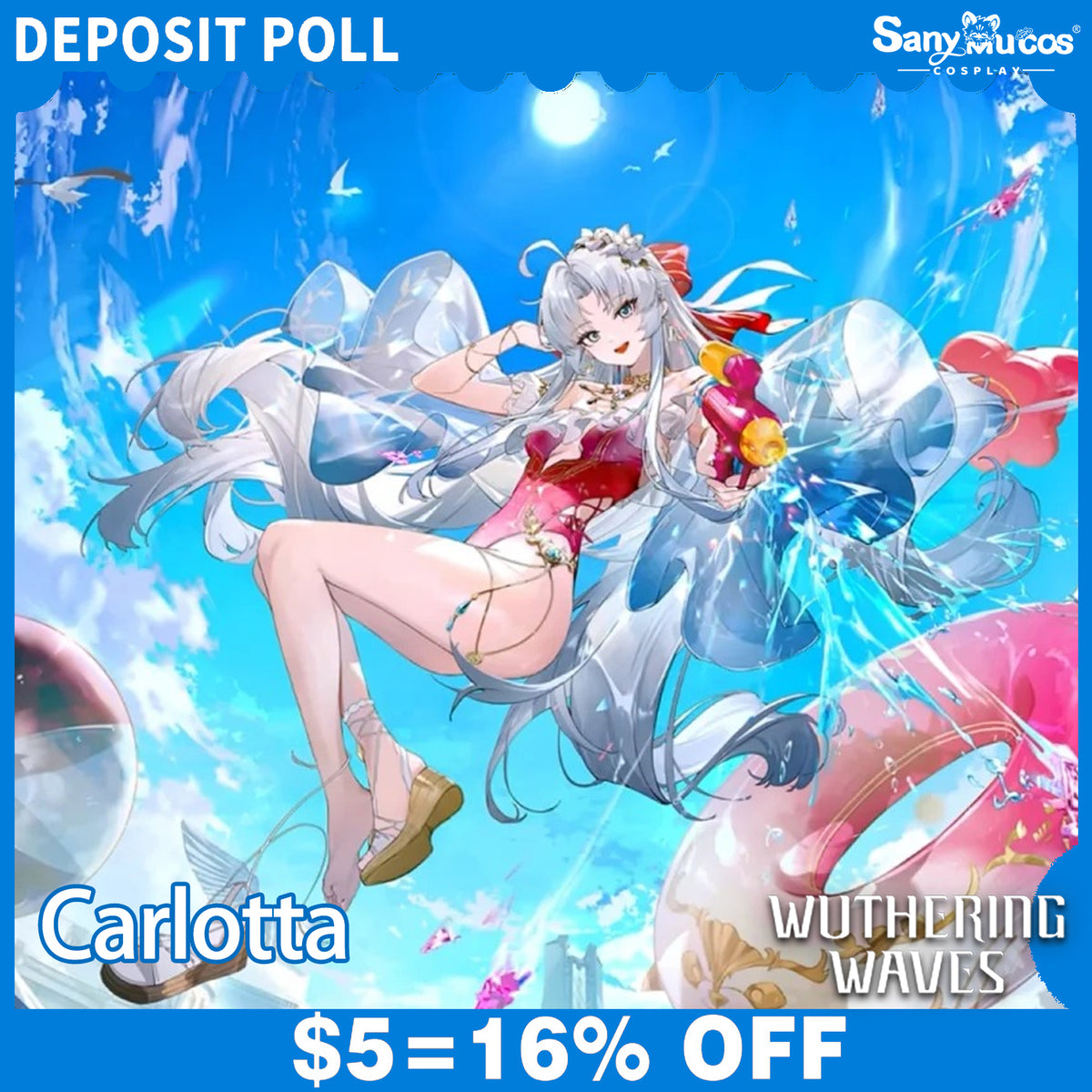 【SanyMuCos Deposit Poll】Game Wuthering Waves Cosplay Carlotta Swimwear Cosplay Costume