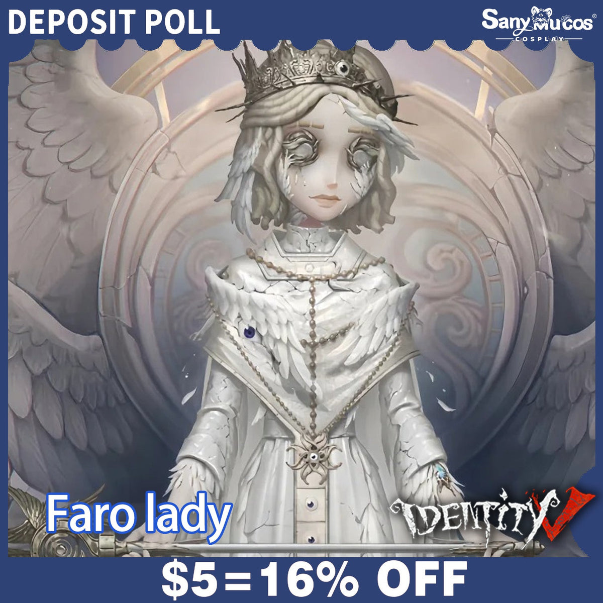 【SanyMuCos Deposit Poll】Game Identity V Cosplay Faro Lady Pale Crown Cosplay Costume Deposit Poll