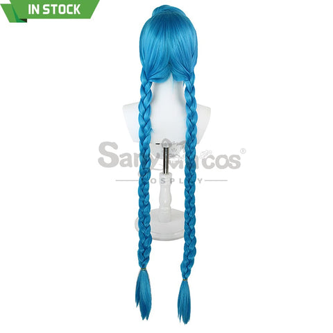 【In Stock】Game League Of Legends Arcane Jinx Blue Long Weave Cosplay Wig Wigs