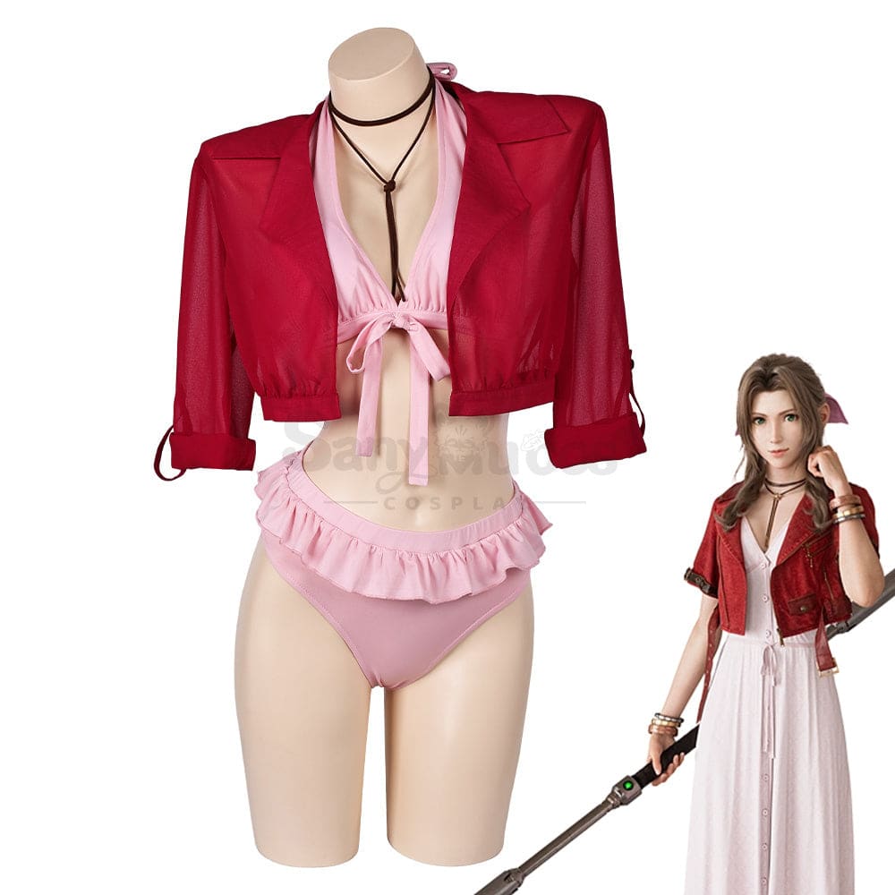 Game Final Fantasy Vii Cosplay Aerith Gainsborough Bikini Swimsuit Costume Costumes