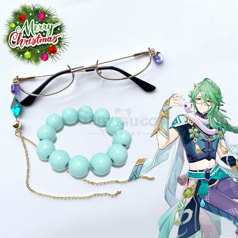 Game Genshin Impact Cosplay Baizhu’s Glasses & Hairpin Accessory Prop