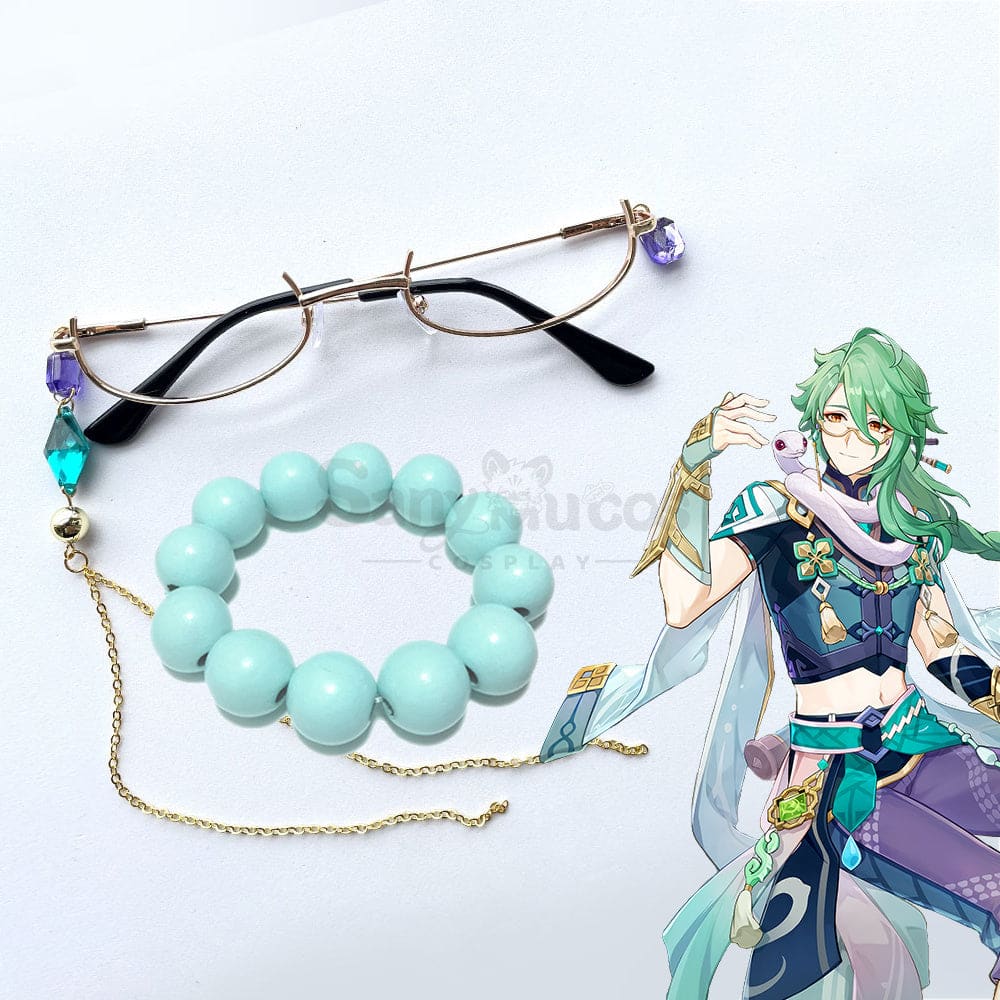 Game Genshin Impact Cosplay Baizhu’s Glasses & Hairpin Accessory Prop