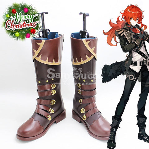 Game Genshin Impact Cosplay Diluc Shoes Boots