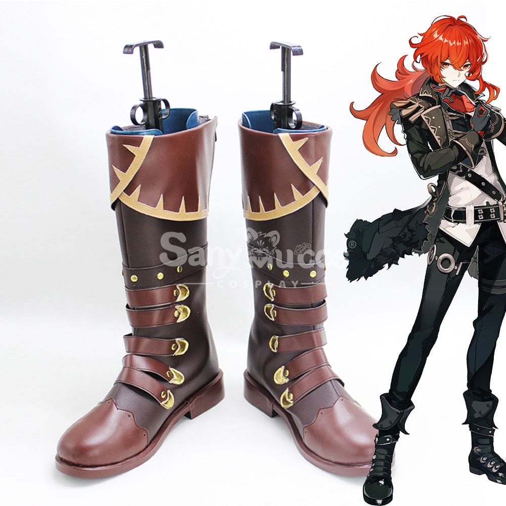 Game Genshin Impact Cosplay Diluc Shoes Boots