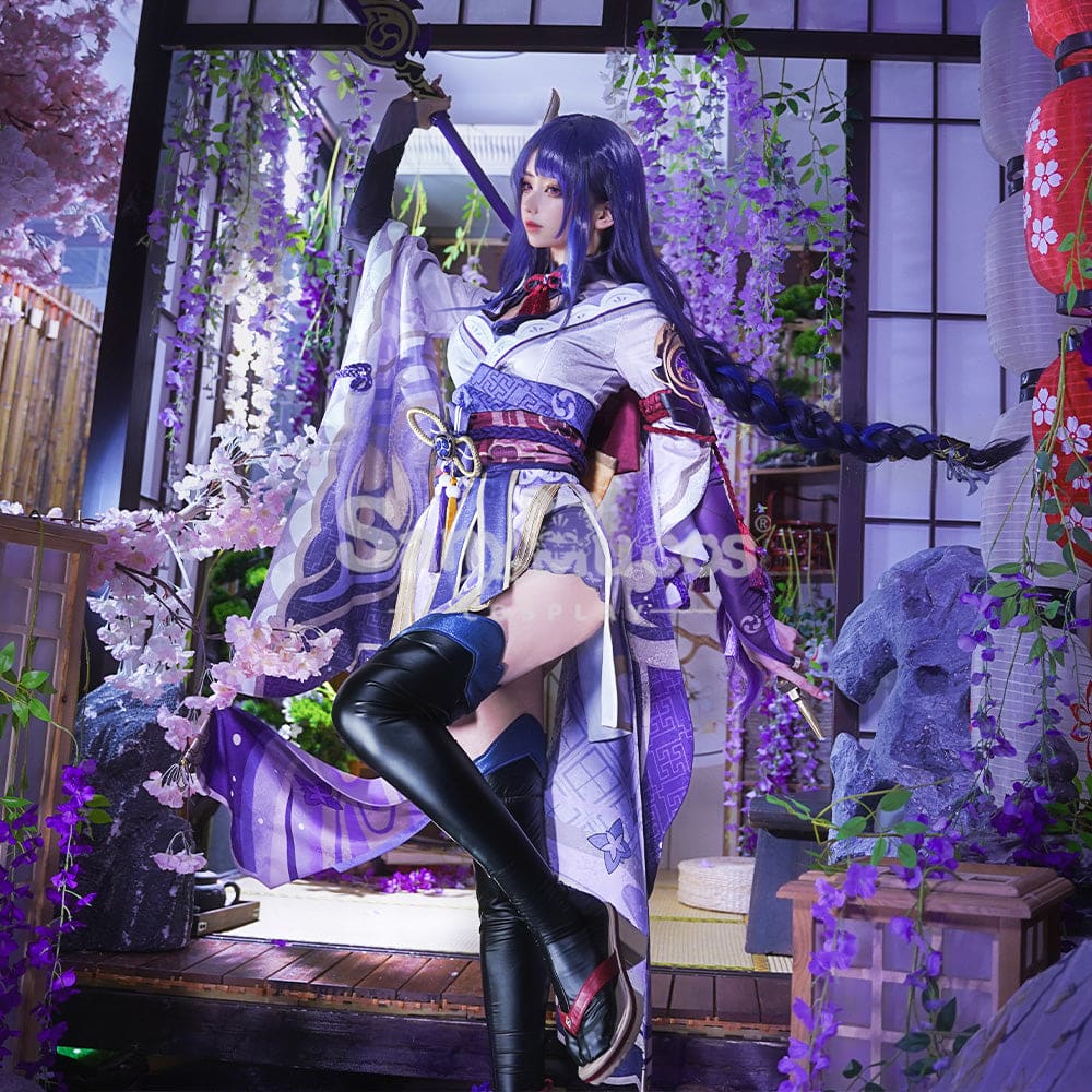 Game Genshin Impact Cosplay Raiden Baal Purple Kimono Costume Costumes