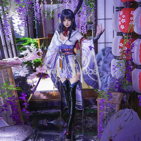 Game Genshin Impact Cosplay Raiden Baal Purple Kimono Costume Costumes